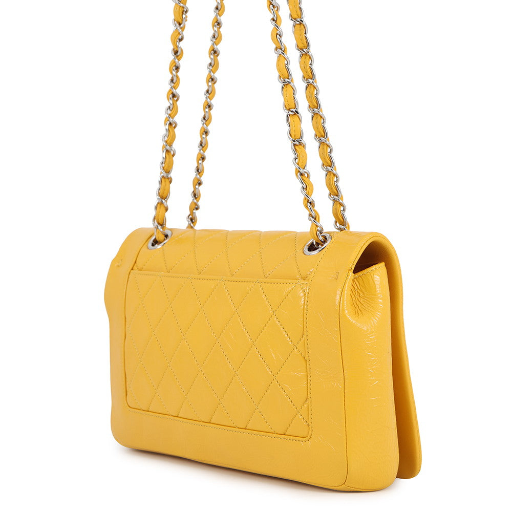 CHANEL Matelasse Single Flap ChainShoulder Yellow Leather