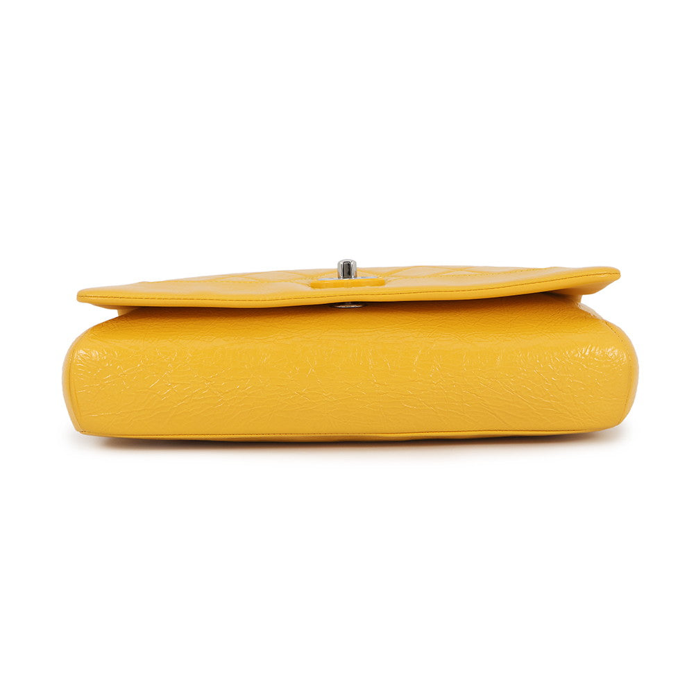 CHANEL Matelasse Single Flap ChainShoulder Yellow Leather