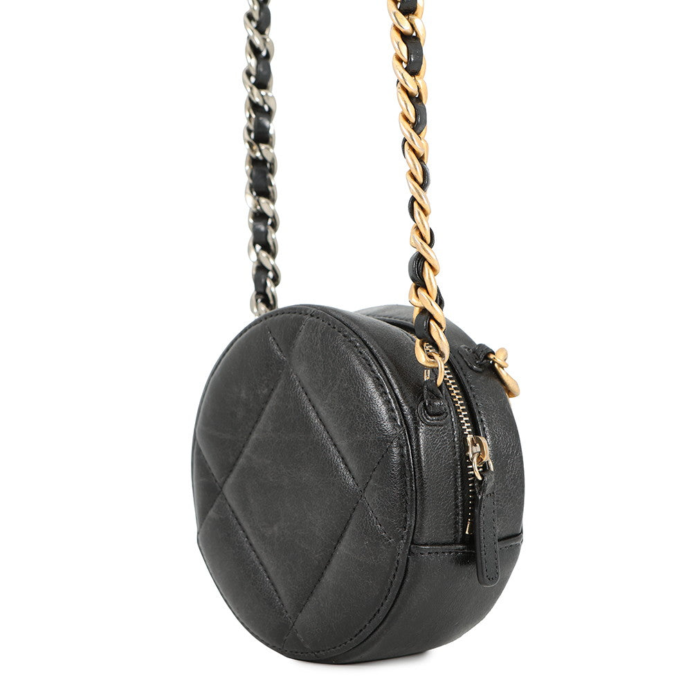 CHANEL CHANEL19 Round Chain Shoulder BlackAP0945 Lambskin