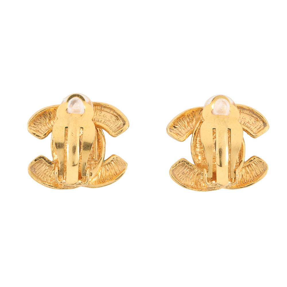 CHANEL Matelasse CC Logo Earring Gold Metal