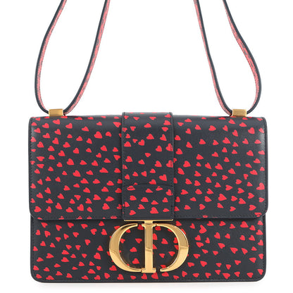 Dior Montaigne Heart Shoulder Bag Navy/Red Leather Size 30