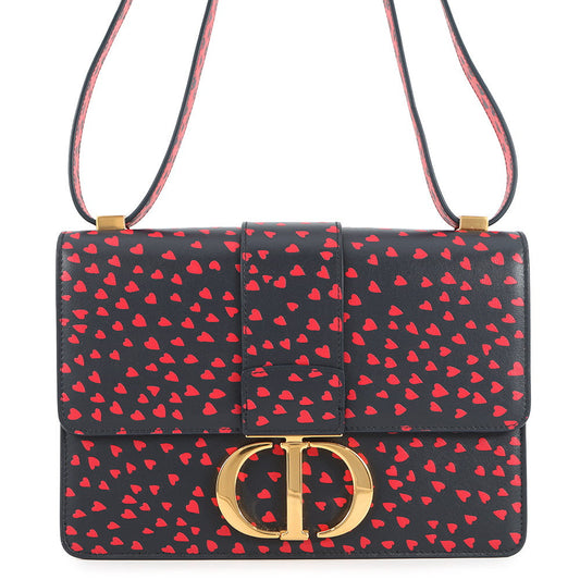 Dior Montaigne Heart Shoulder Bag Navy/Red Leather Size 30