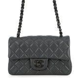 CHANEL Mini Matelasse Single Chainshoulder Bag Gray BlackA69900 Lambskin Size 20