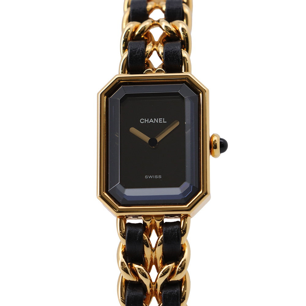 CHANEL Premiere M H26??×W20mm Gold Plated Leather Black DialH0001