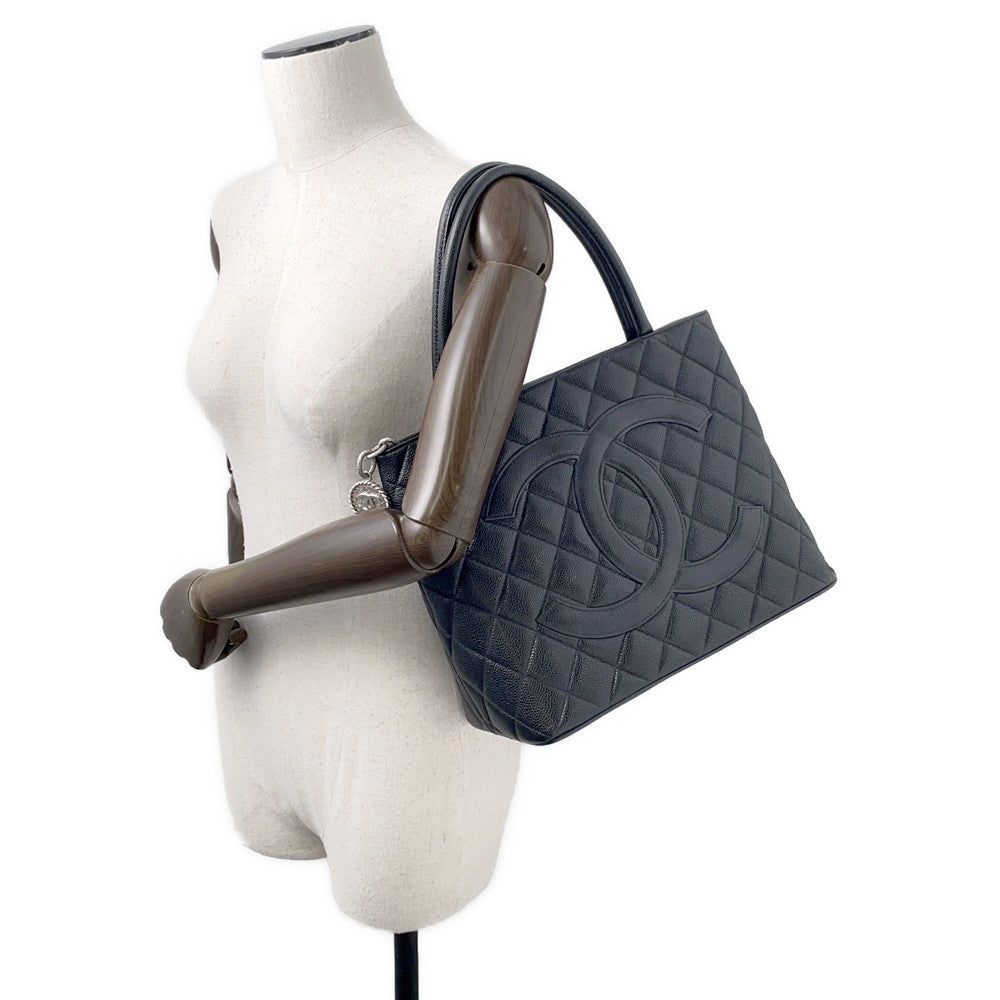 CHANEL Medallion Tote BlackA01804 Caviar Leather
