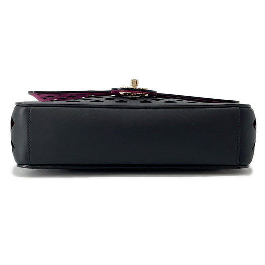 CHANEL Punching Chain Shoulder Bag Black/PinkAS2376 Calf Leather Size 25