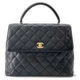 CHANEL Matelasse Top Handle Bag BlackA12397 Caviar Leather