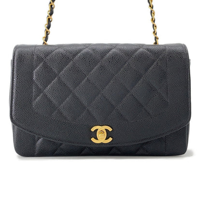 CHANEL Diana Chain Shoulder Bag BlackA01165 Caviar Leather Size 25