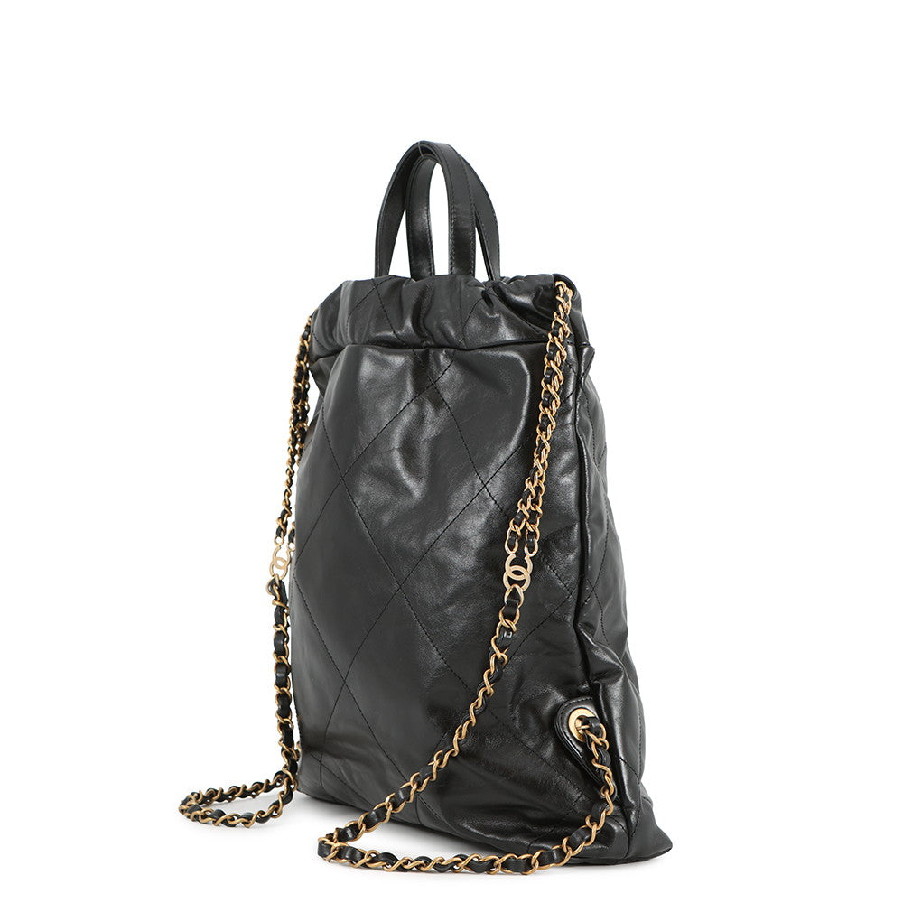 CHANEL CHANEL22 Backpack BlackAS3859 Shiny Calf Leather Size Small