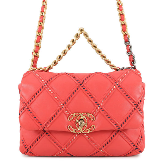CHANEL CHANEL19 Chain Shoulder Bag RedAS1160 Lambskin