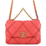 CHANEL CHANEL19 Chain Shoulder Bag RedAS1160 Lambskin