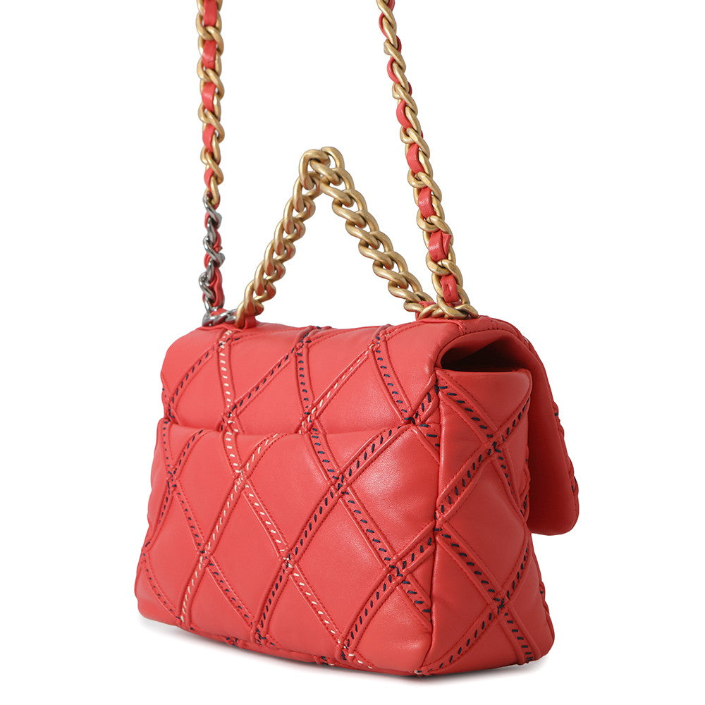 CHANEL CHANEL19 Chain Shoulder Bag RedAS1160 Lambskin