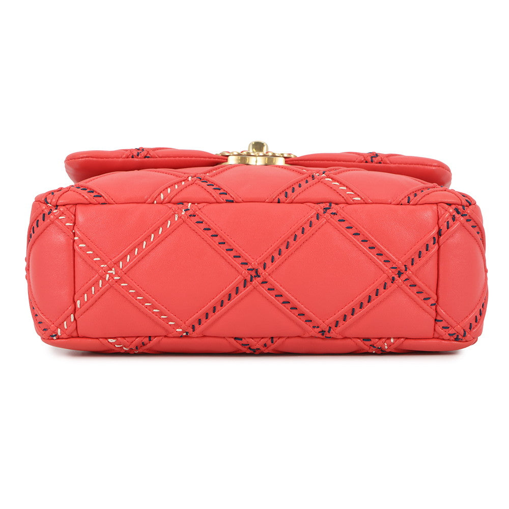 CHANEL CHANEL19 Chain Shoulder Bag RedAS1160 Lambskin