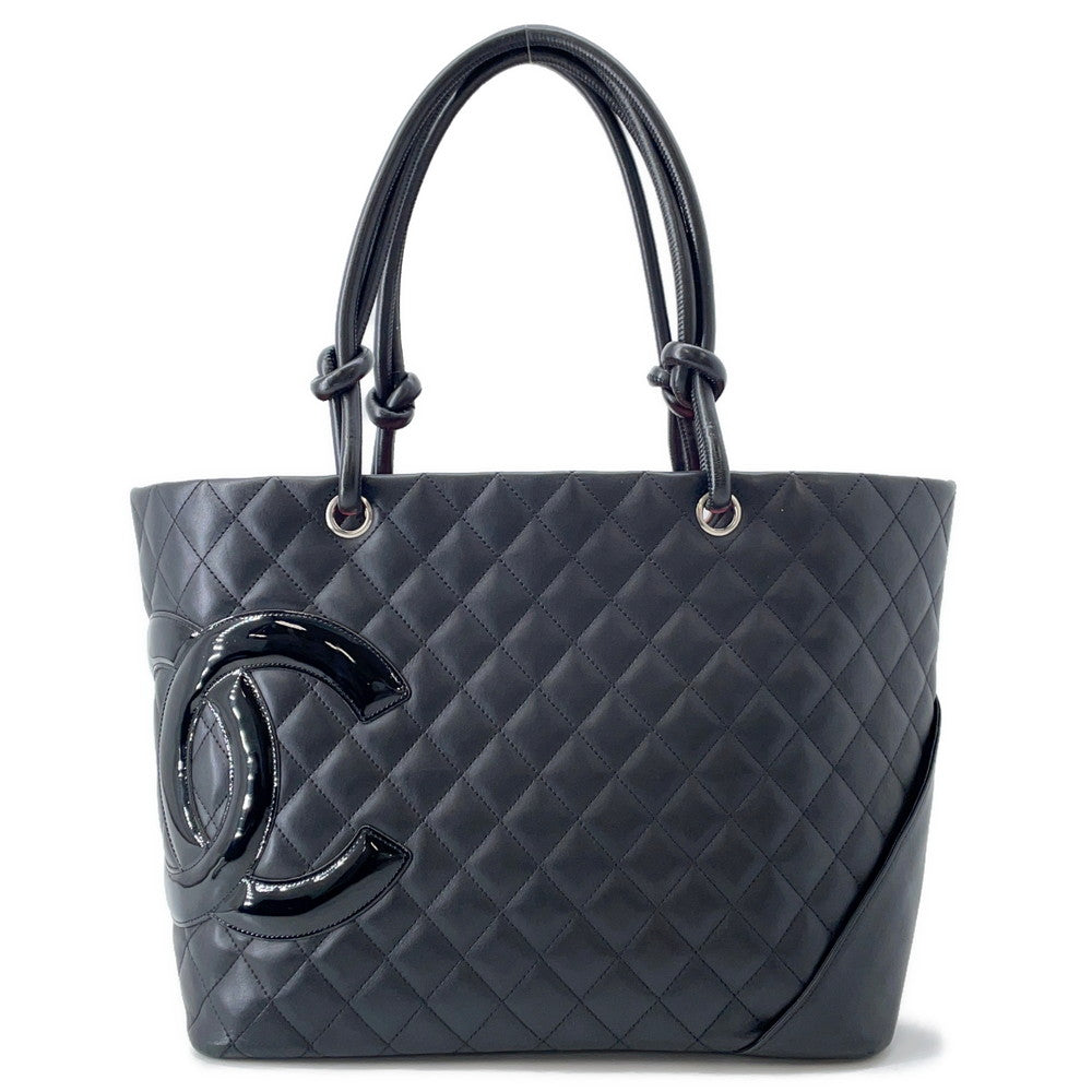 CHANEL Cambon line Tote Bag BlackA25169 Lambskin Size Large