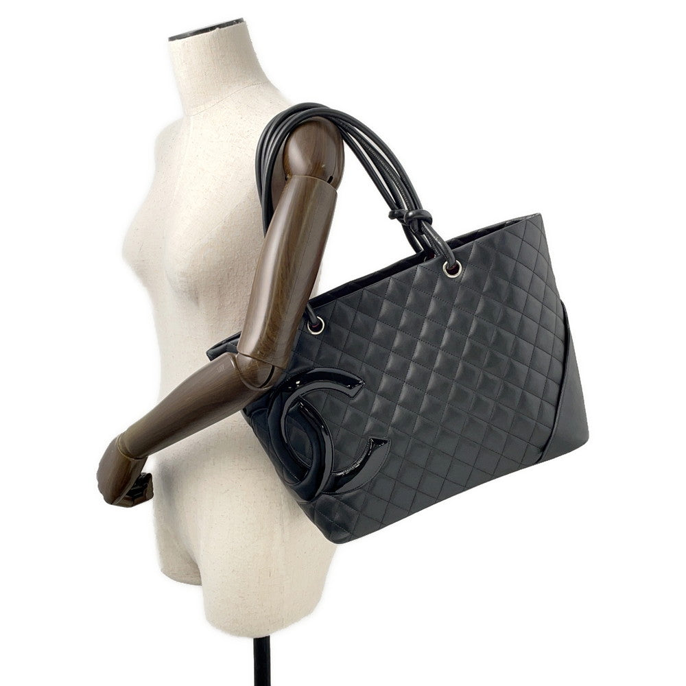 CHANEL Cambon line Tote Bag BlackA25169 Lambskin Size Large