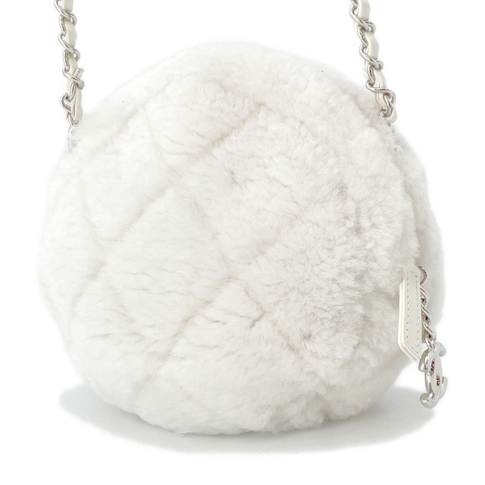 CHANEL Coco Neige Chain Shoulder Bag WhiteAS4279 Shearling Lambskin