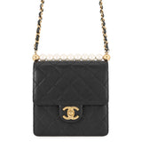 CHANEL Pearl Chain Shoulder Bag BlackAS0584 Lambskin