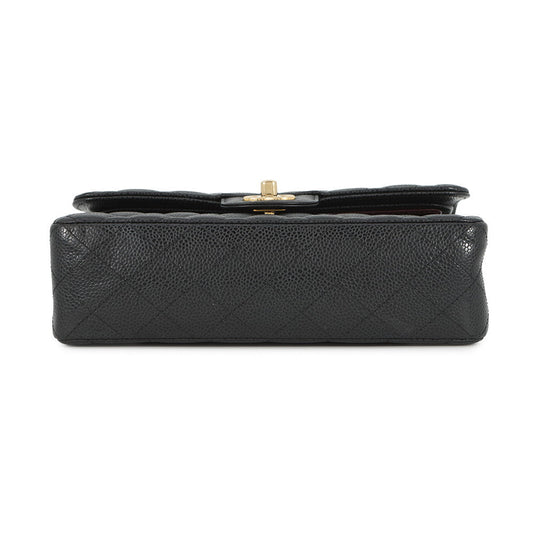 CHANEL Matelasse Double Flap Chain Shoulder Bag BlackA01113 Caviar Leather Size 23