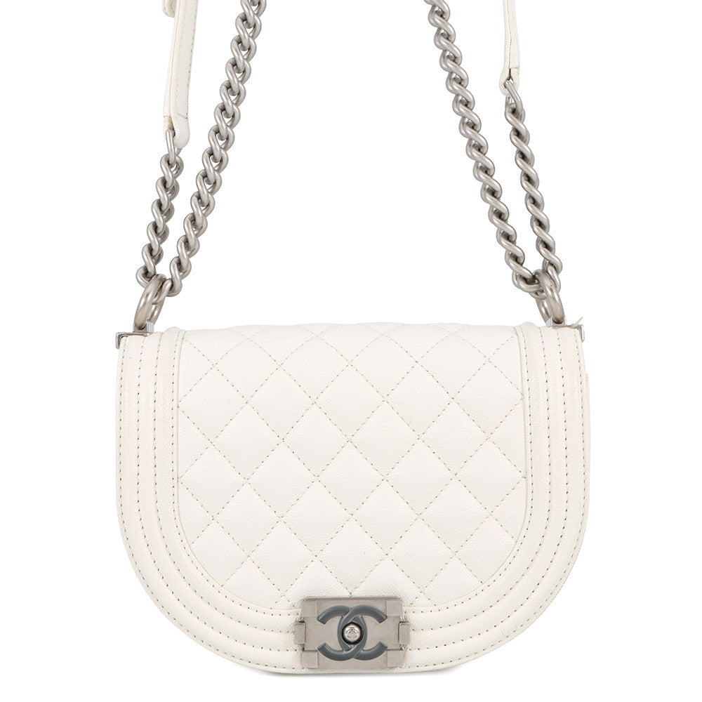 CHANEL Boy Chanel Chain Shoulder Bag WhiteAS3350 Caviar Leather