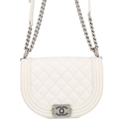 CHANEL Boy Chanel Chain Shoulder Bag WhiteAS3350 Caviar Leather