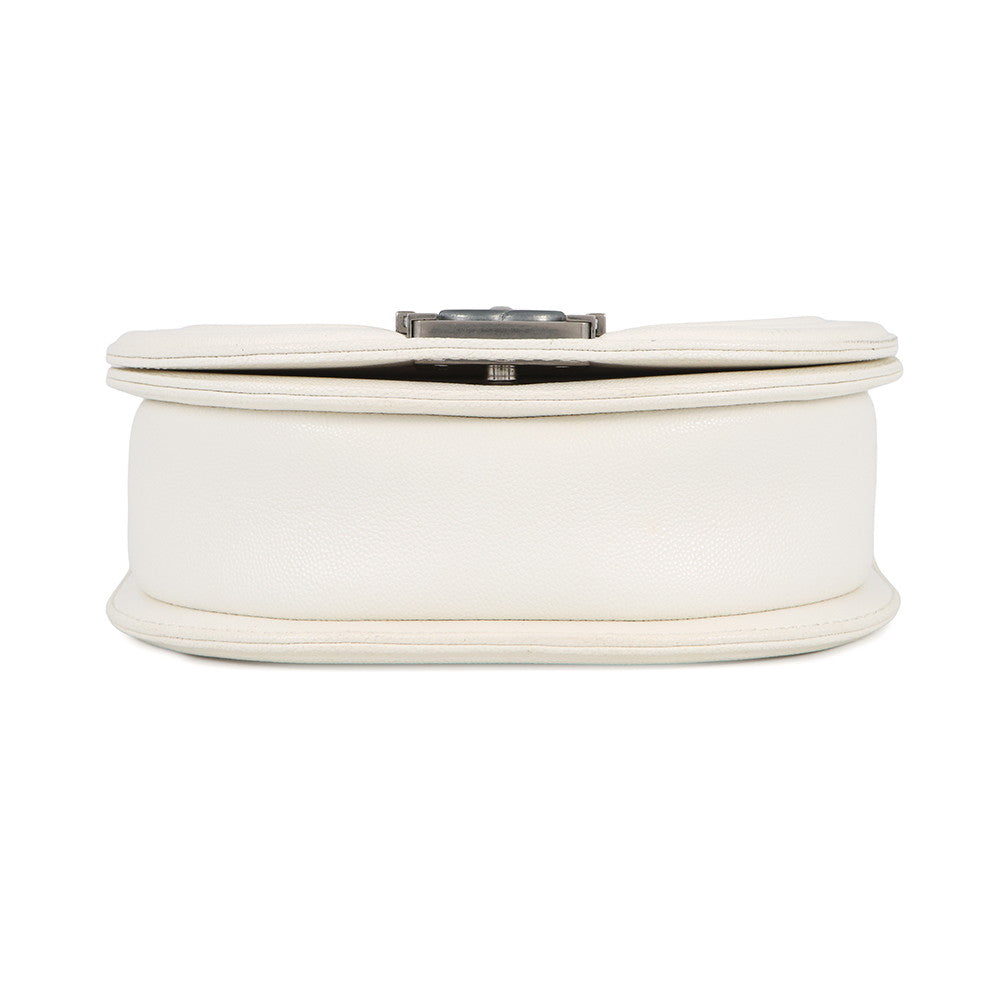 CHANEL Boy Chanel Chain Shoulder Bag WhiteAS3350 Caviar Leather