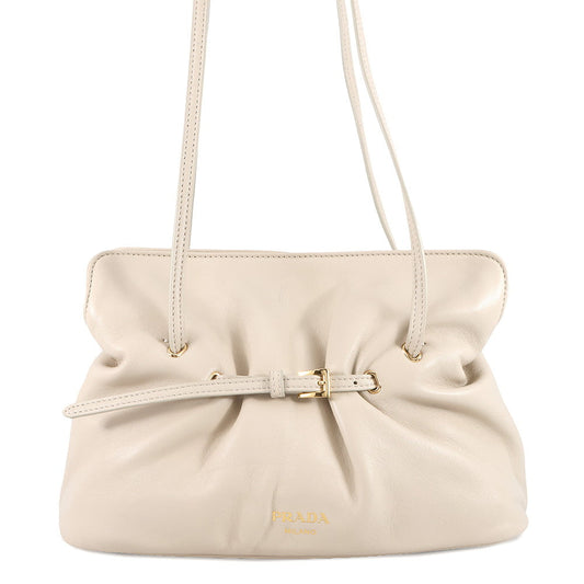 PRADA Dada Shoulder Bag Ivory1BG586 Nappa Leather Size Small