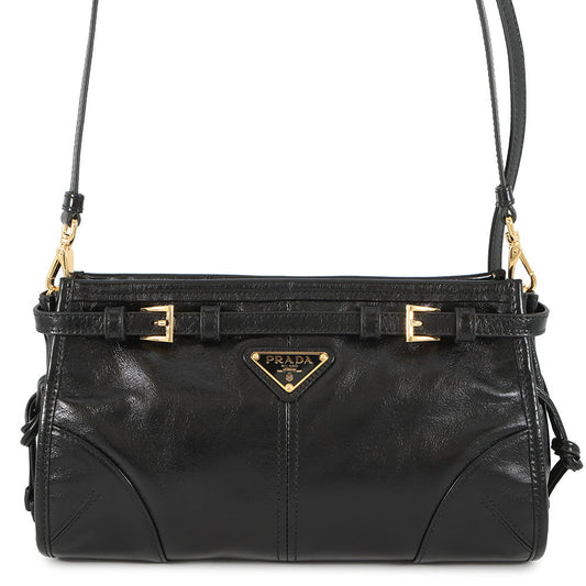PRADA Bonnie Shoulder Bag Black1BH215 Leather Size Small