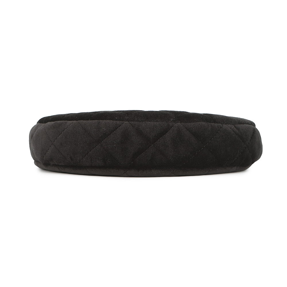 CHANEL Half Moon ChainShoulder Bag Black Velour