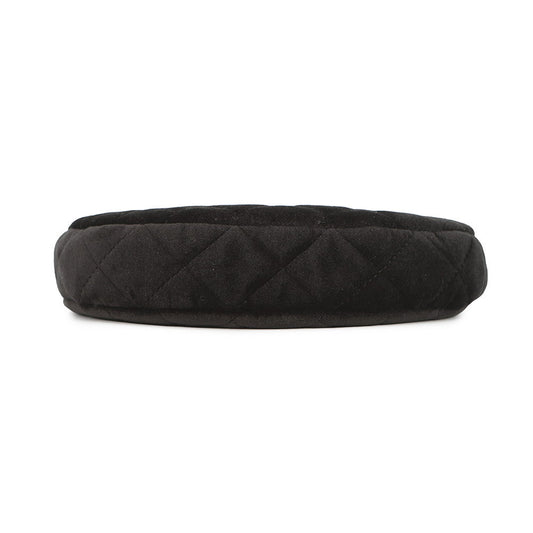 CHANEL Half Moon ChainShoulder Bag Black Velour