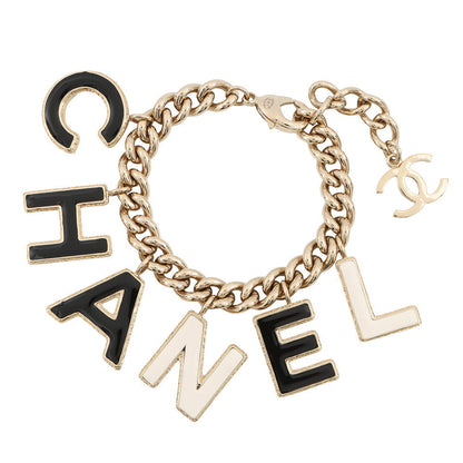 CHANEL Logo Bracelet Gold/BlackAB8724 Gold Plated