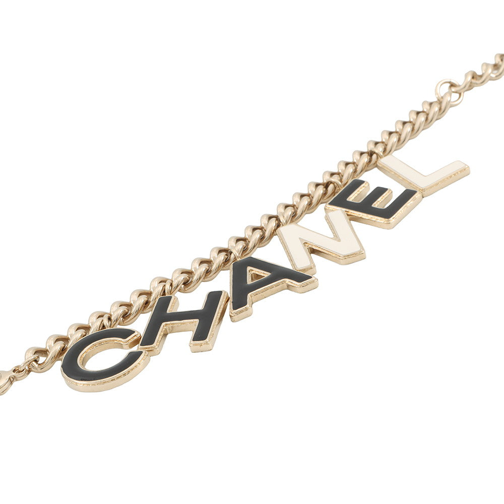 CHANEL Logo Bracelet Gold/BlackAB8724 Gold Plated