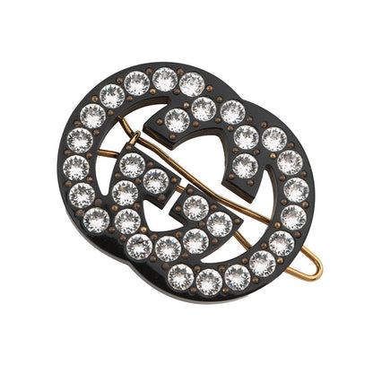 GUCCI logo hair clip Black627917 Plastic Rhinestone