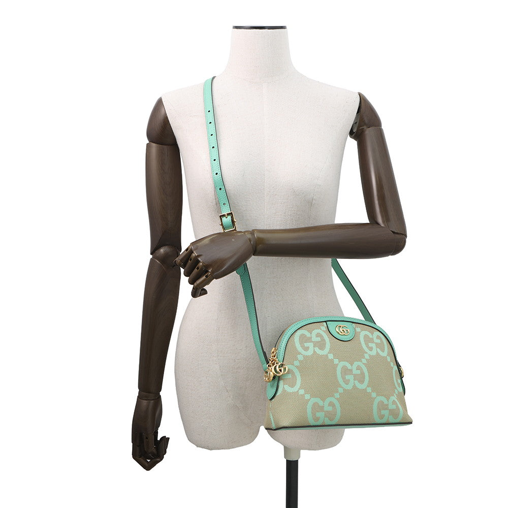 GUCCI Jumbo GG Ophidia Shoulder Bag Mint Green/Beige499621 Leather Canvas