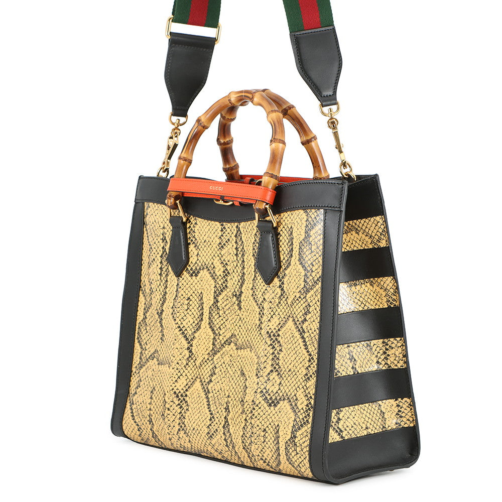 GUCCI Diana Tote Bag Black/Beige678842 Leather Size Large