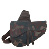 Dior Peter Doyck collaboration camouflage saddlebag Brown Canvas Leather