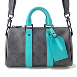 LOUIS VUITTON Keepall Bandouliere Turquoise/NoirM11645 Monogram Eclipse Reverse Size 25