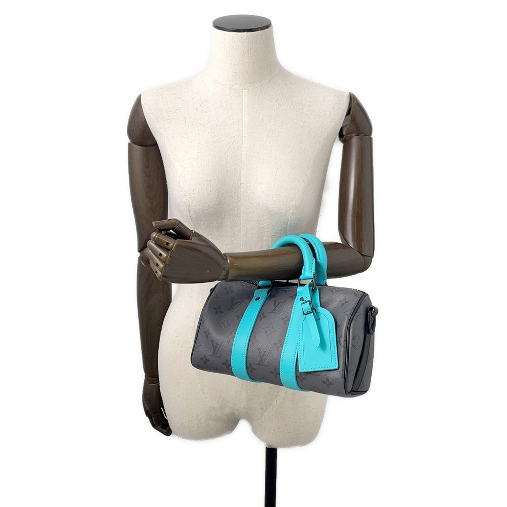 LOUIS VUITTON Keepall Bandouliere Turquoise/NoirM11645 Monogram Eclipse Reverse Size 25