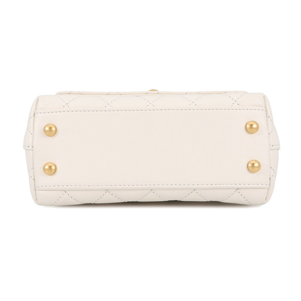 CHANEL Matelasse Coco Handle Top Handle 2-Way Handbag 2025 Model with Matelasse Design Accessories WhiteAS2215 Lambskin Size XXS