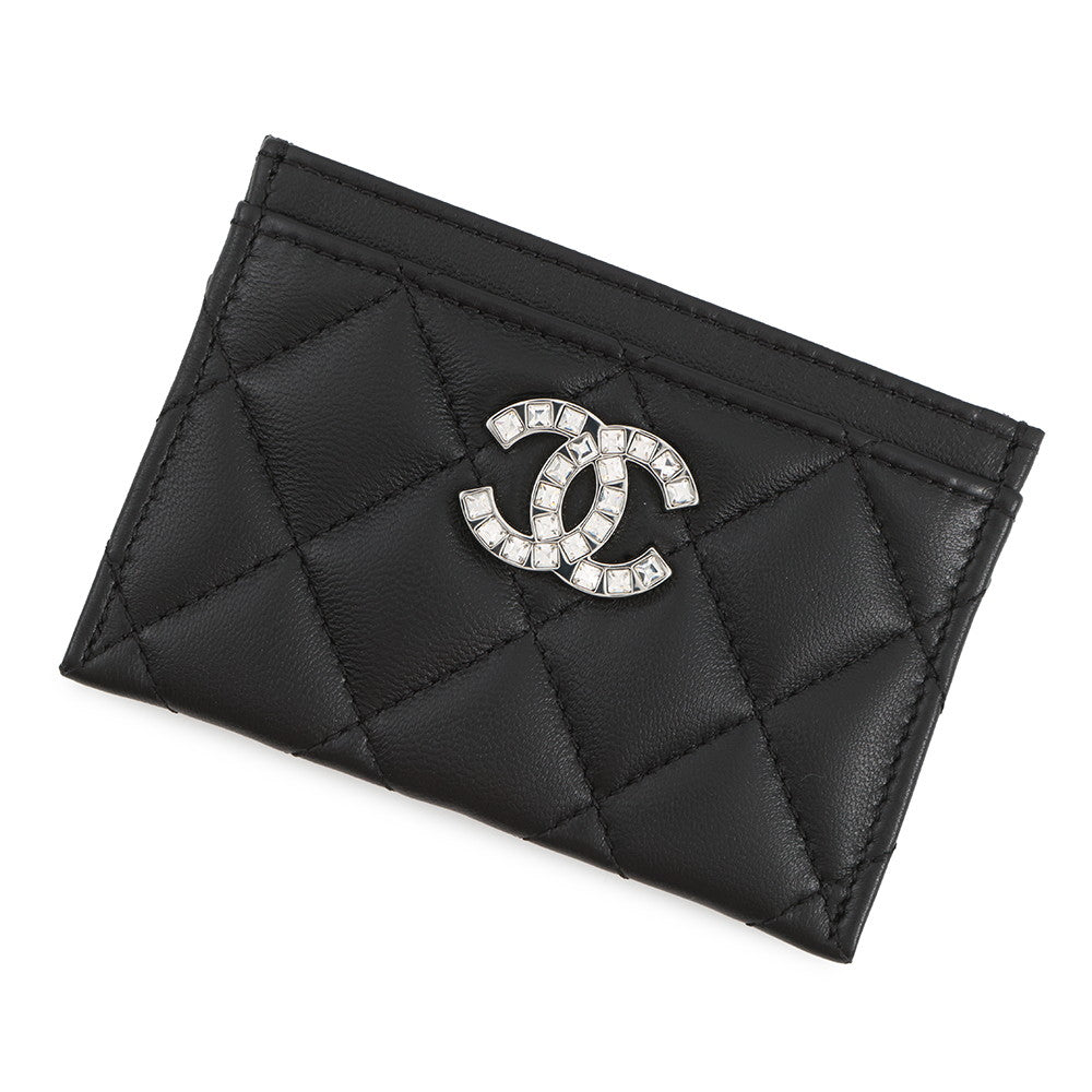 CHANEL Matelasse Card Case BlackAP3990 Lambskin/Rhinestone