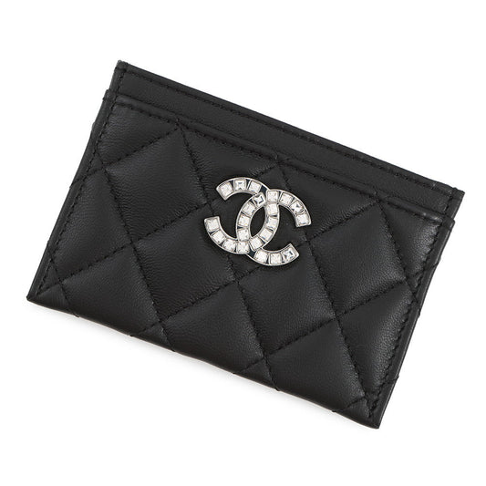 CHANEL Matelasse Card Case BlackAP3990 Lambskin/Rhinestone