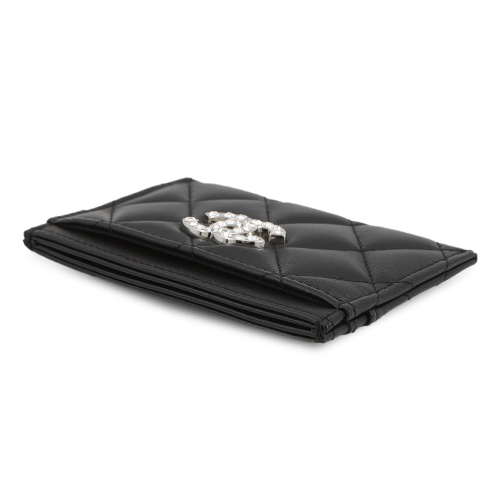 CHANEL Matelasse Card Case BlackAP3990 Lambskin/Rhinestone