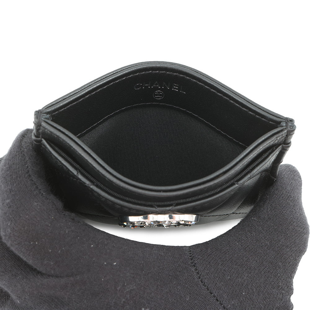 CHANEL Matelasse Card Case BlackAP3990 Lambskin/Rhinestone