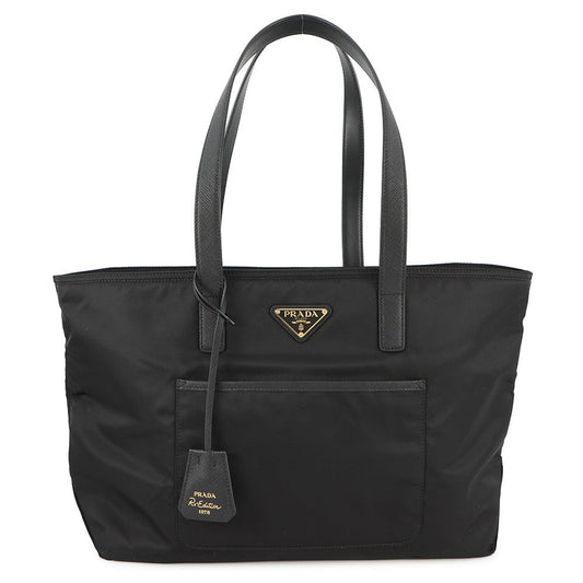 PRADA Re-Edition 1978 Tote Bag Black1BG555 Nylon Saffiano LeatherLeather Size Medium