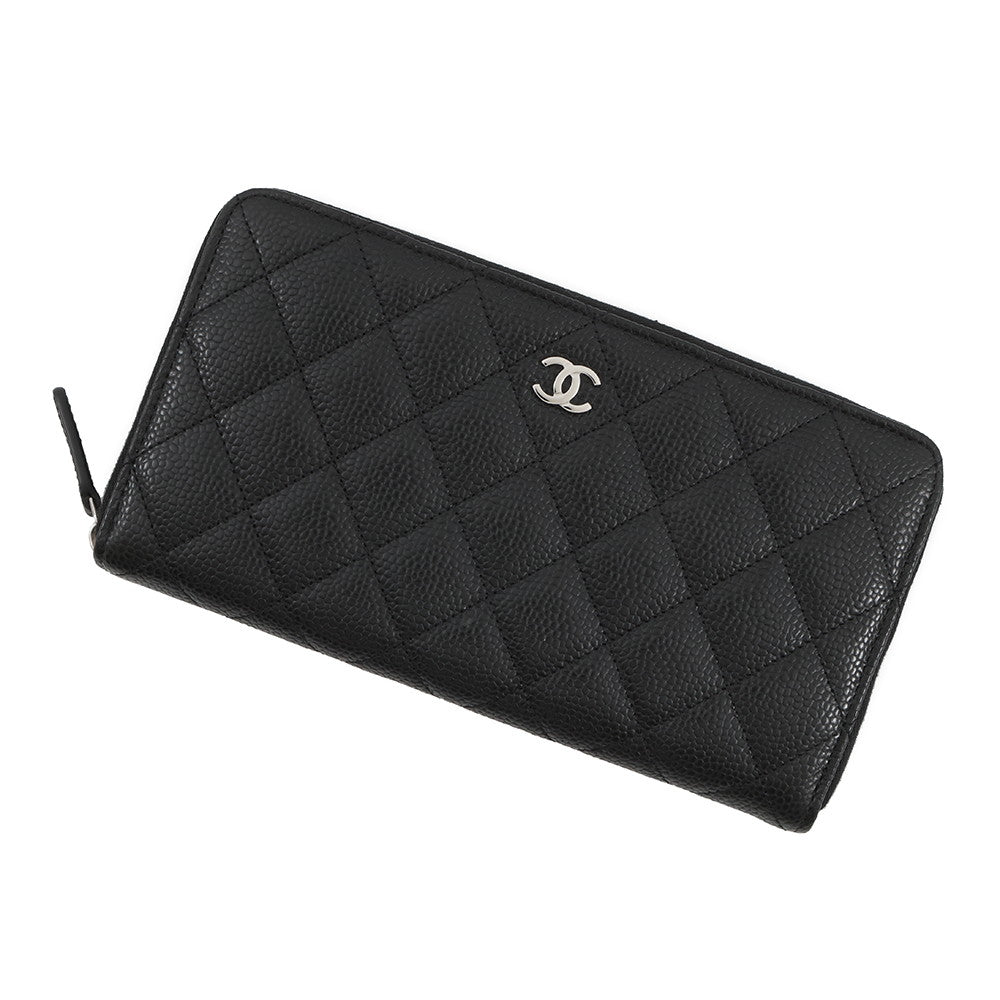 CHANEL Matelasse Zip Around Chozai Cloth BlackAP0242 Caviar Leather