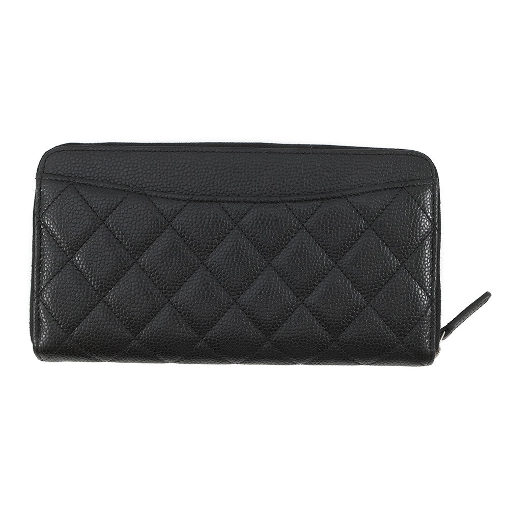 CHANEL Matelasse Zip Around Chozai Cloth BlackAP0242 Caviar Leather