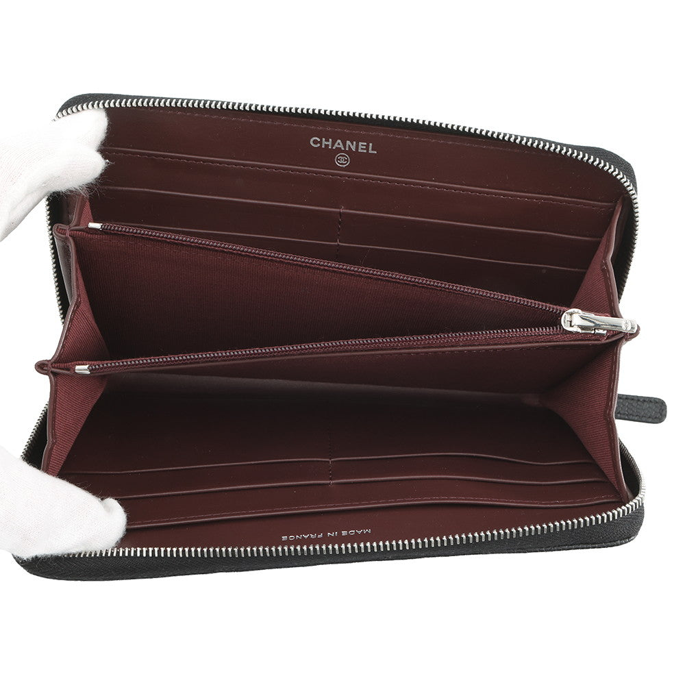 CHANEL Matelasse Zip Around Chozai Cloth BlackAP0242 Caviar Leather