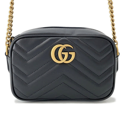 GUCCI GG Marmont Mini Shoulder Bag Black/Beige448065 Leather Size Mini