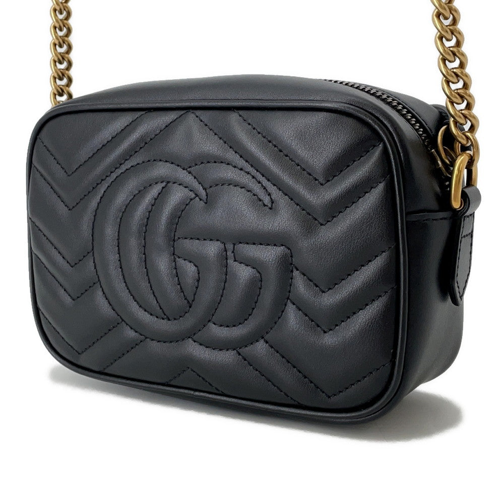 GUCCI GG Marmont Mini Shoulder Bag Black/Beige448065 Leather Size Mini