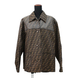 FENDI Logo Print Jacket Size Chronomat 44 Brown Polyester70% Cotton30%