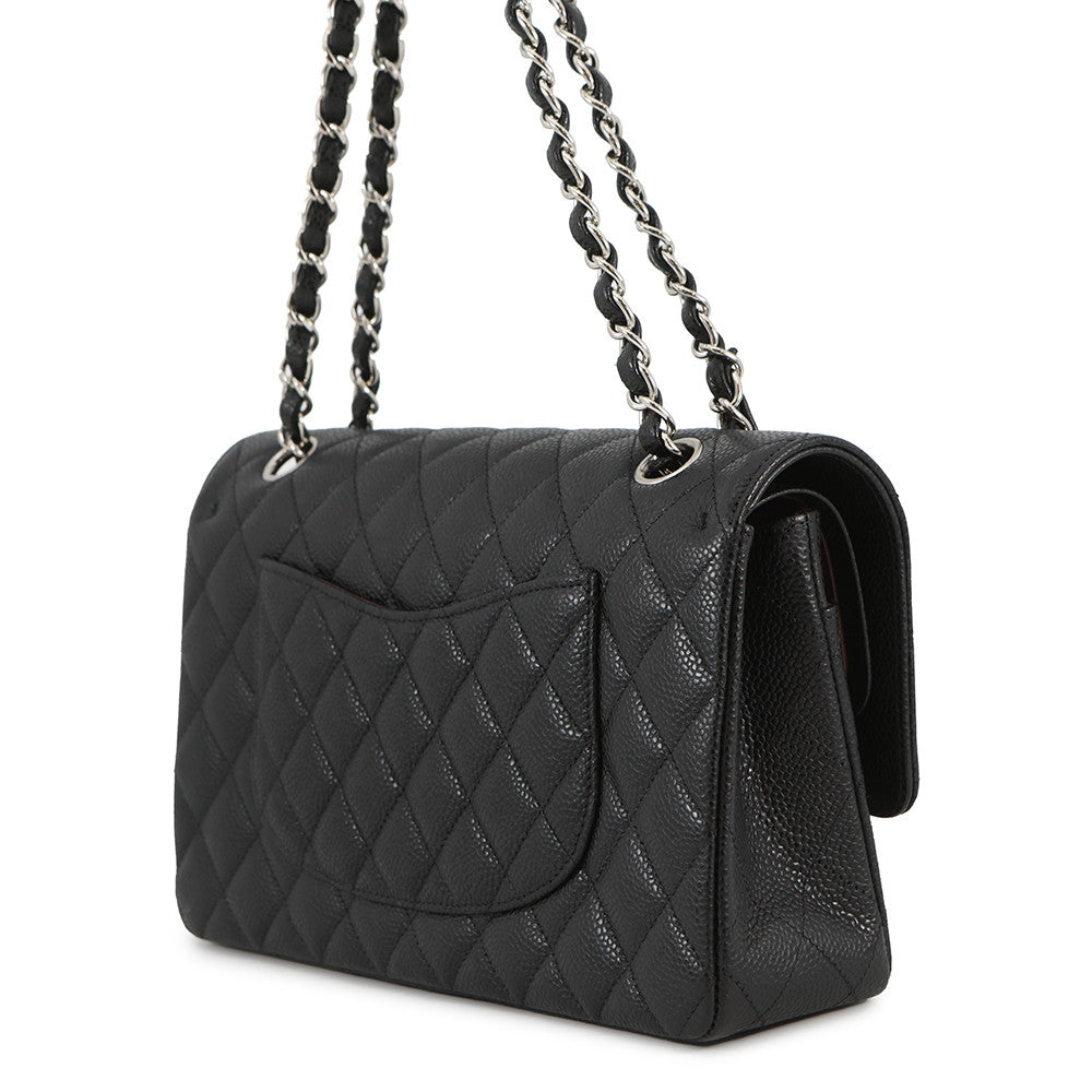 CHANEL Matelasse W Flap ChainShoulder Bag BlackA01112 Caviar Leather Size 25